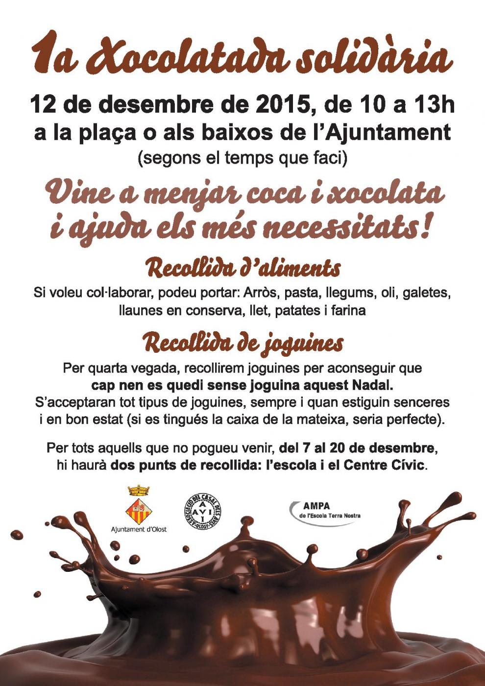 1a Xocolatada solidària: Recollida d'aliments i de joguines