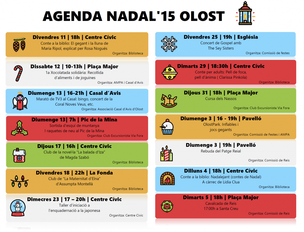 Programa d'activitats a Olost per les festes de Nadal