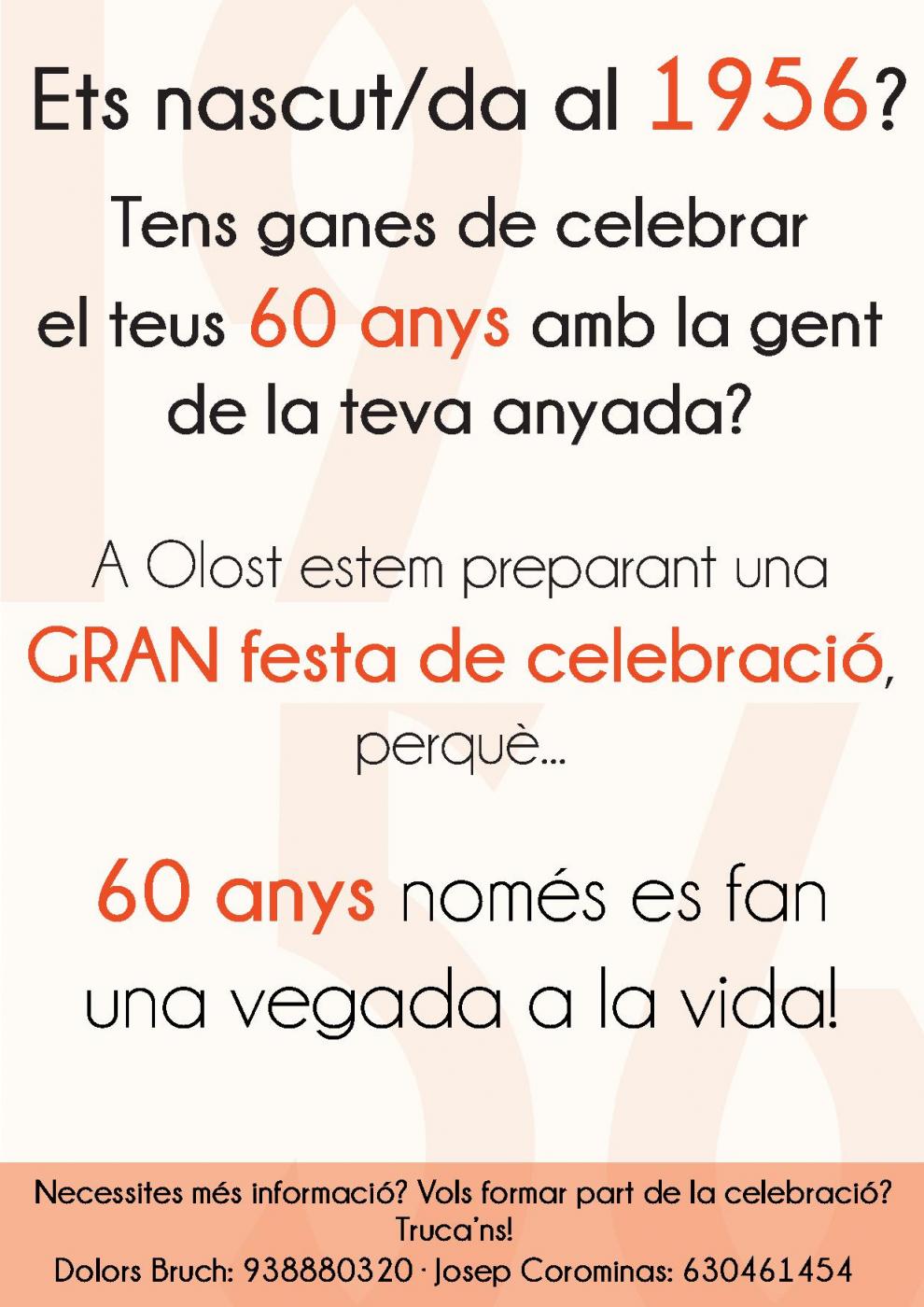 Festa de celebració dels  olostencs i olostenques que fan 60 anys