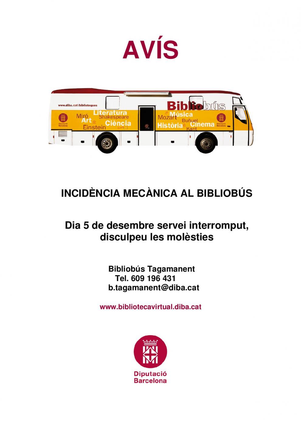 Avui no hi haurà visita del Bibliobús Tagamanent