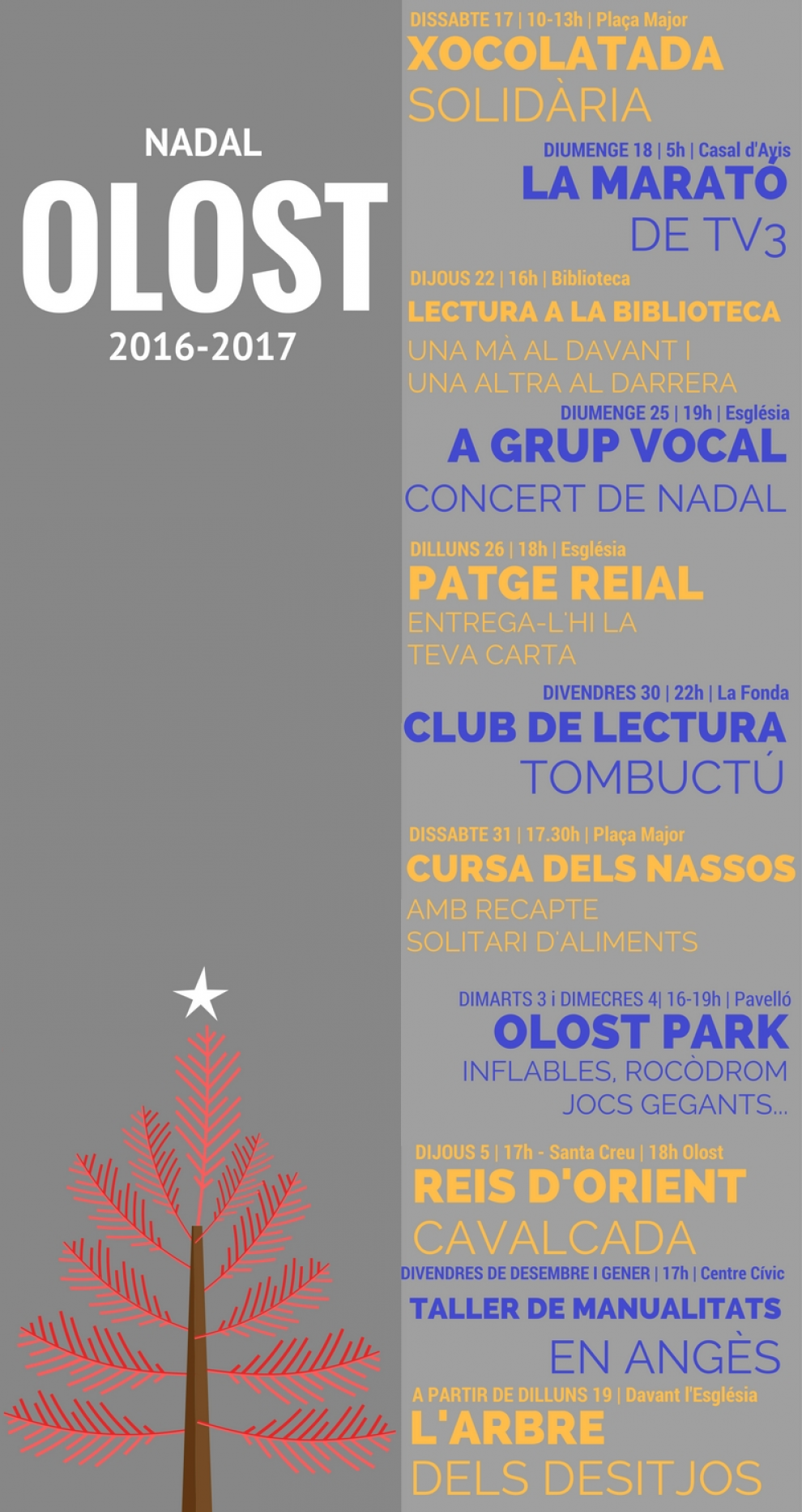Actes de les festes de Nadal a Olost i Santa Creu