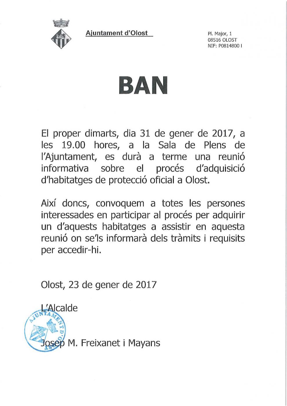 Reunió informativa sobre el procés d'adquisició d'habitatges de protecció oficial