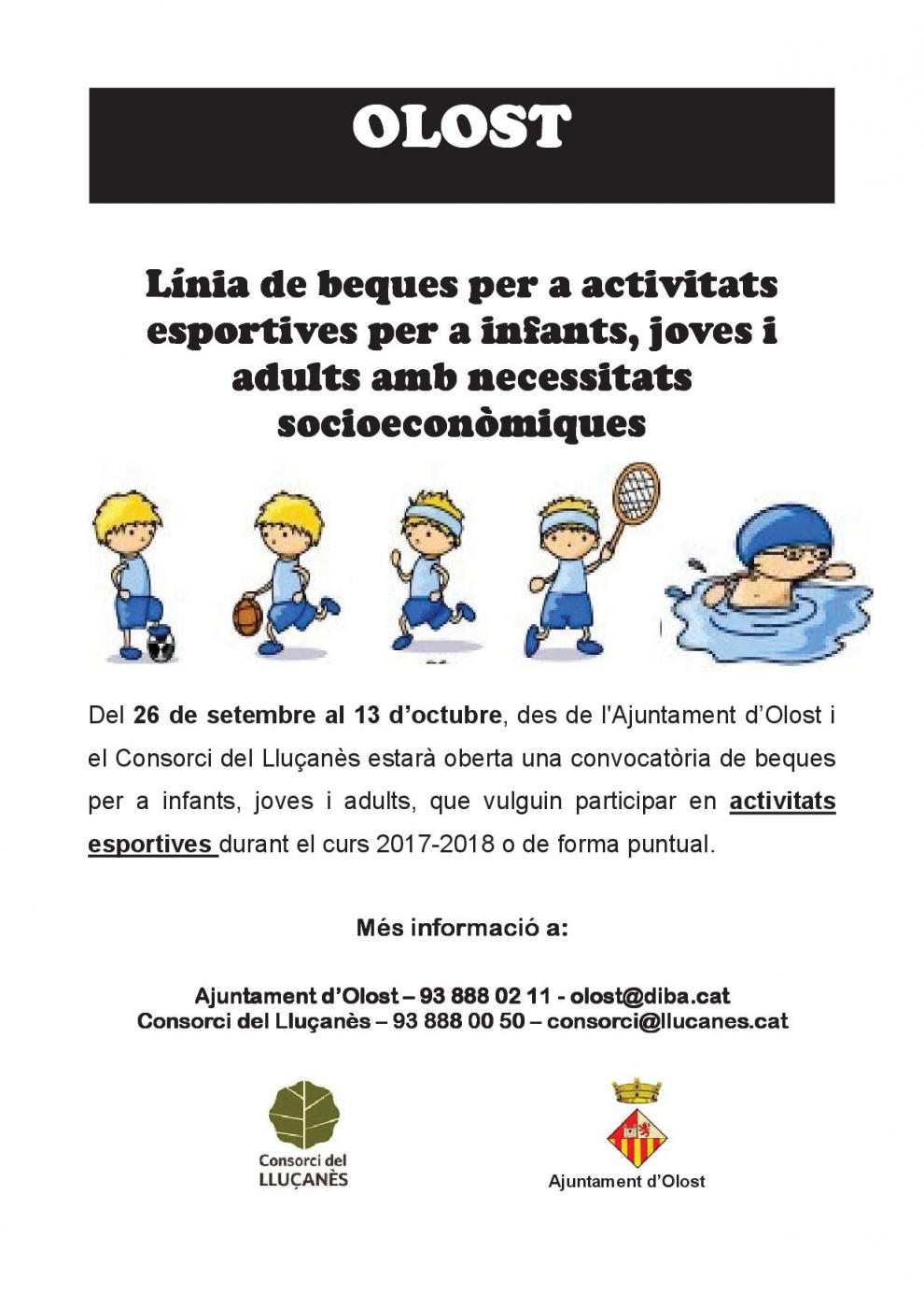 Línia de beques per activitats esportives per a infants, joves i adults amb necessitats socioeconòmiques