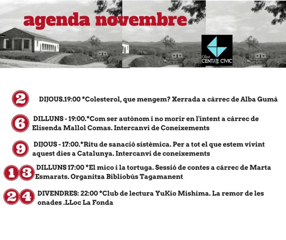 Activitats al Centre Cívic durant el mes de novembre a cost 0