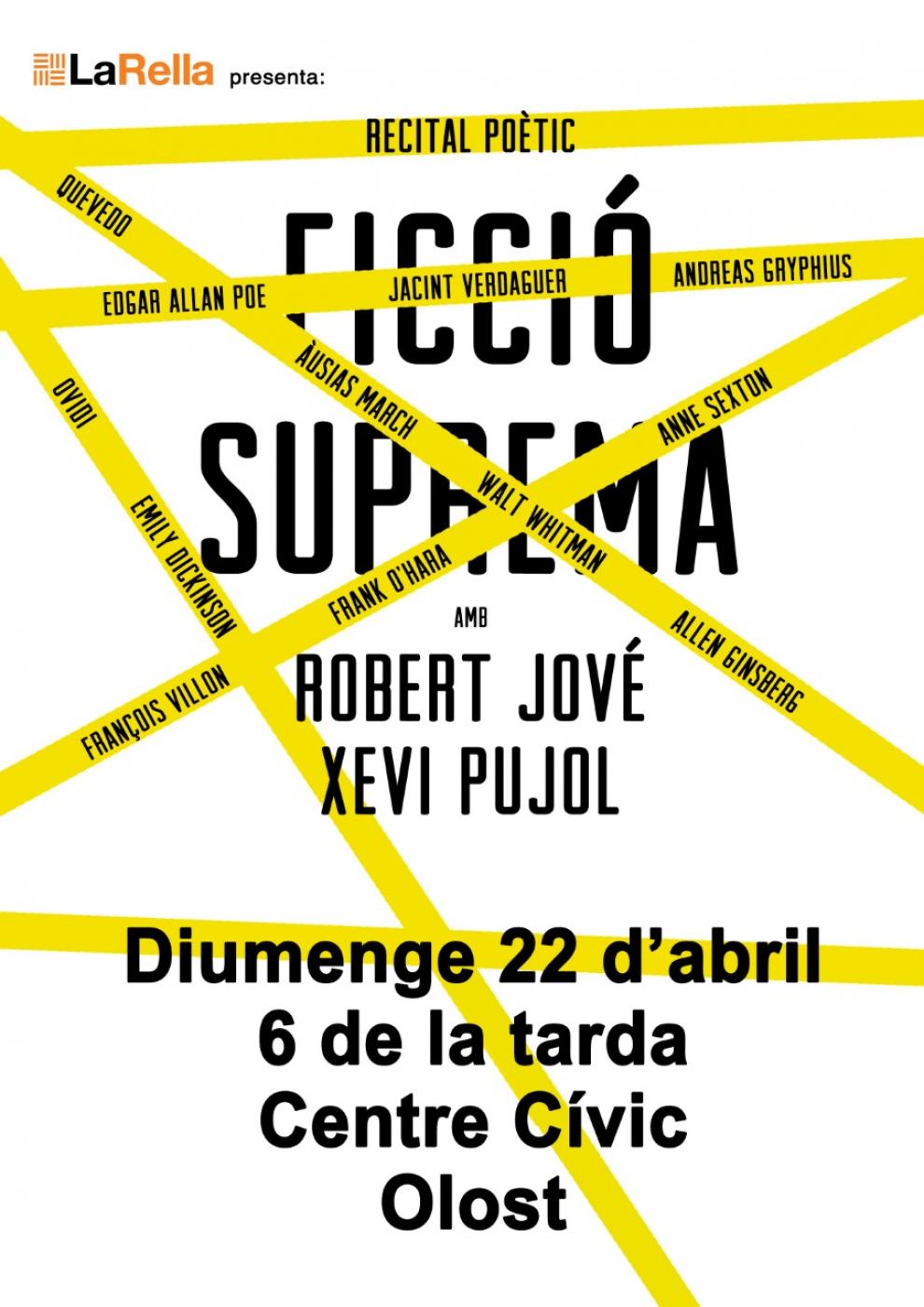 Ficció suprema: Recital poètic al Centre Cívic d'Olost