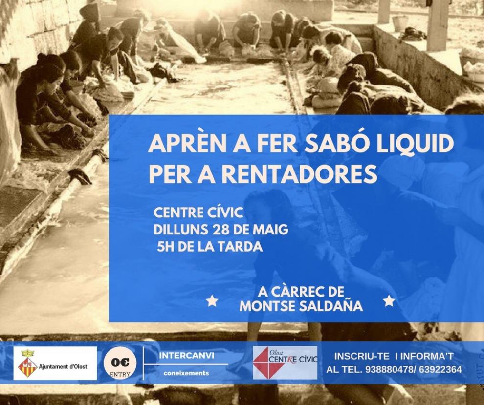 Taller per aprendre a fer sabó líquid per a rentadores al Centre Cívic