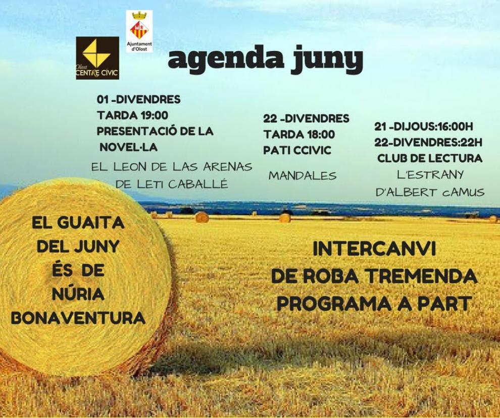 Agenda d'activitats del Centre Cívic durant el mes de juny