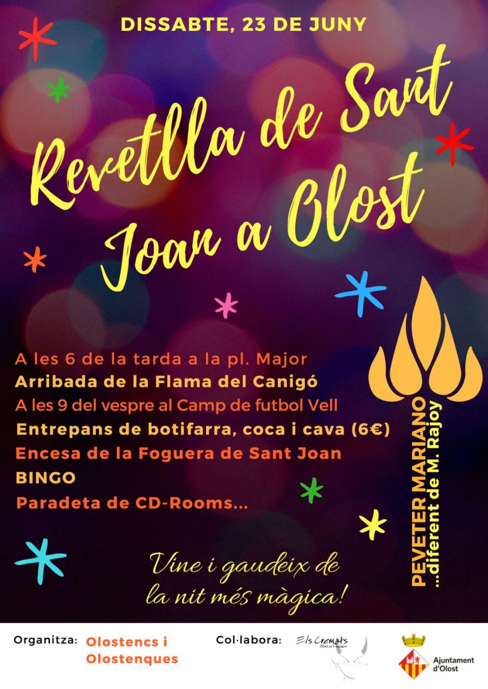 Revetlla de Sant Joan i flama del Canigó a Olost