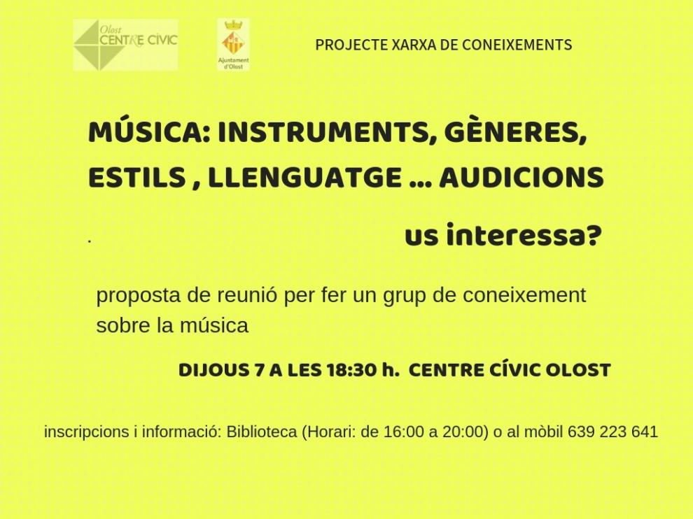Reunió per fer un grup de coneixement sobre la música al Centre Cívic