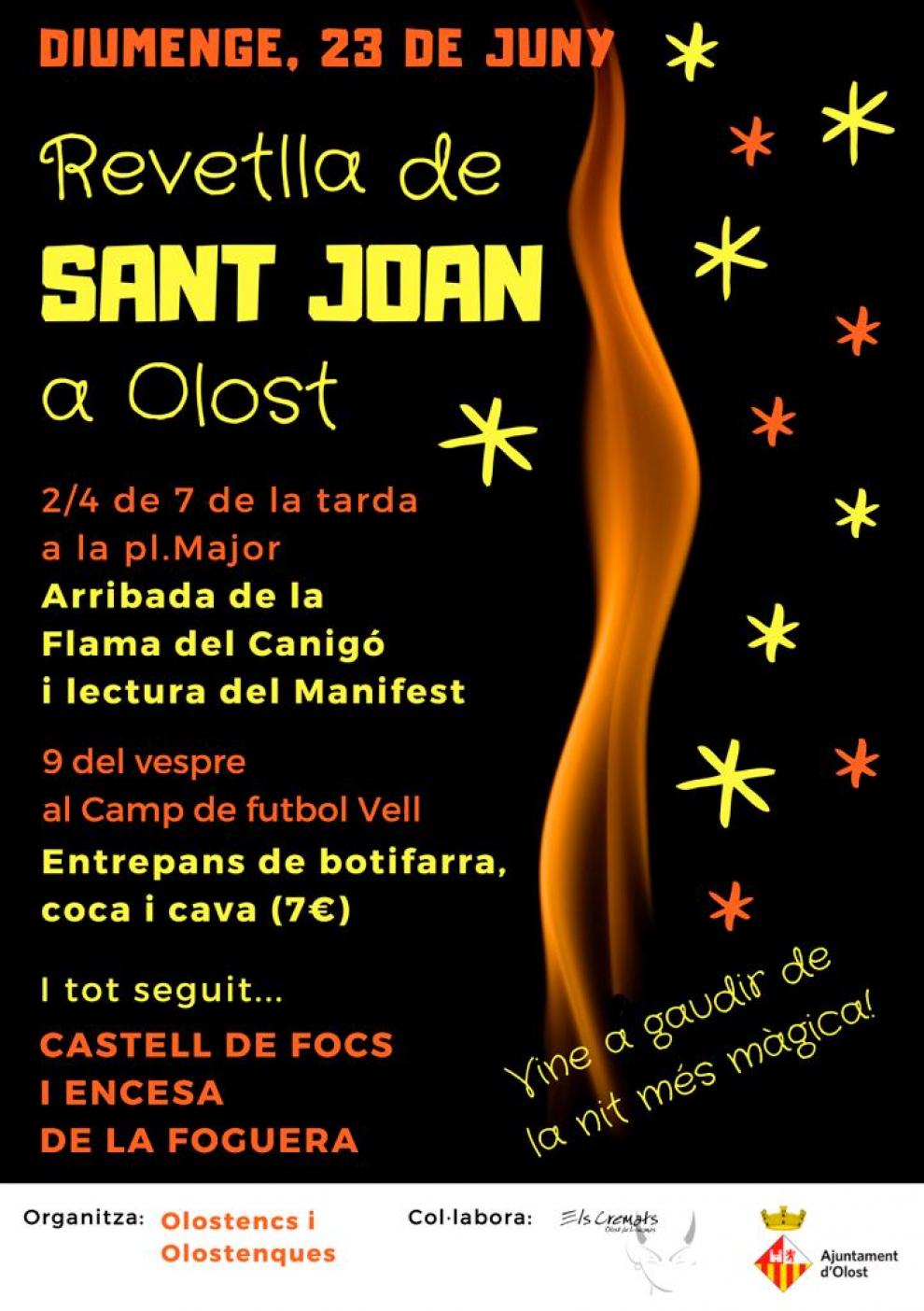 Revetlla de Sant Joan i flama del Canigó a Olost