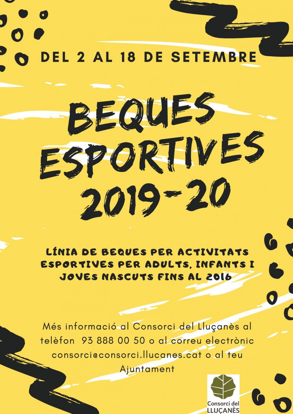 Convocatòria de beques per a activitats esportives pel curs 2019-2020