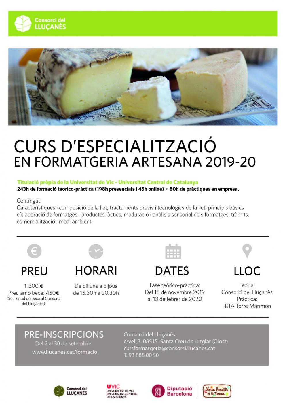 Curs d'especialització en formatgeria artesana al Consorci del Lluçanès