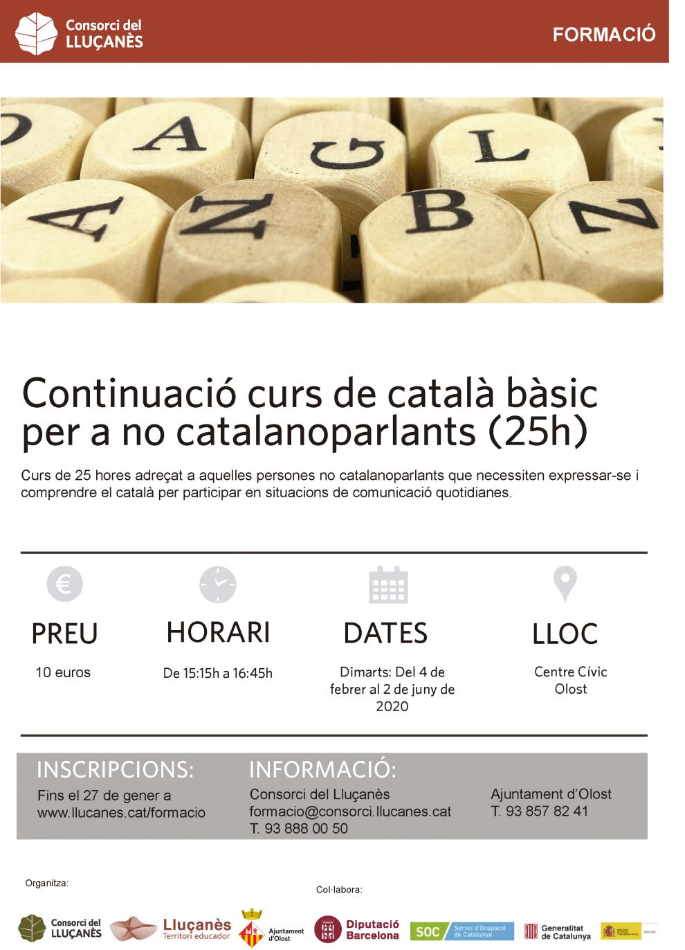 Continuació del Curs de català bàsic per a no catalanoparlants
