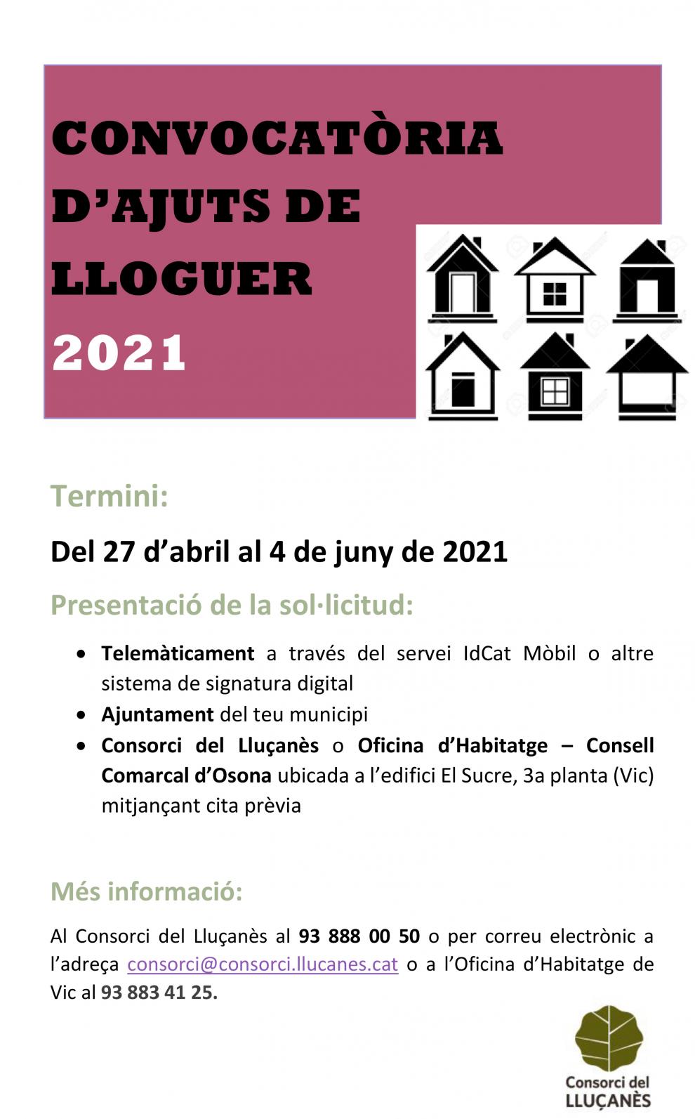 Convocatòria d'Ajuts de Lloguer 2021