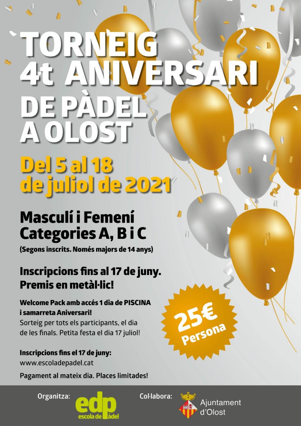 Torneig de 4t Aniversari de pàdel a Olost