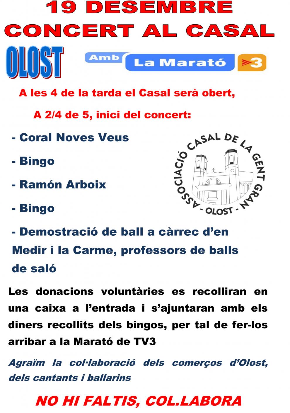 Activitats per La Marató al Casal de la Gent Gran d'Olost
