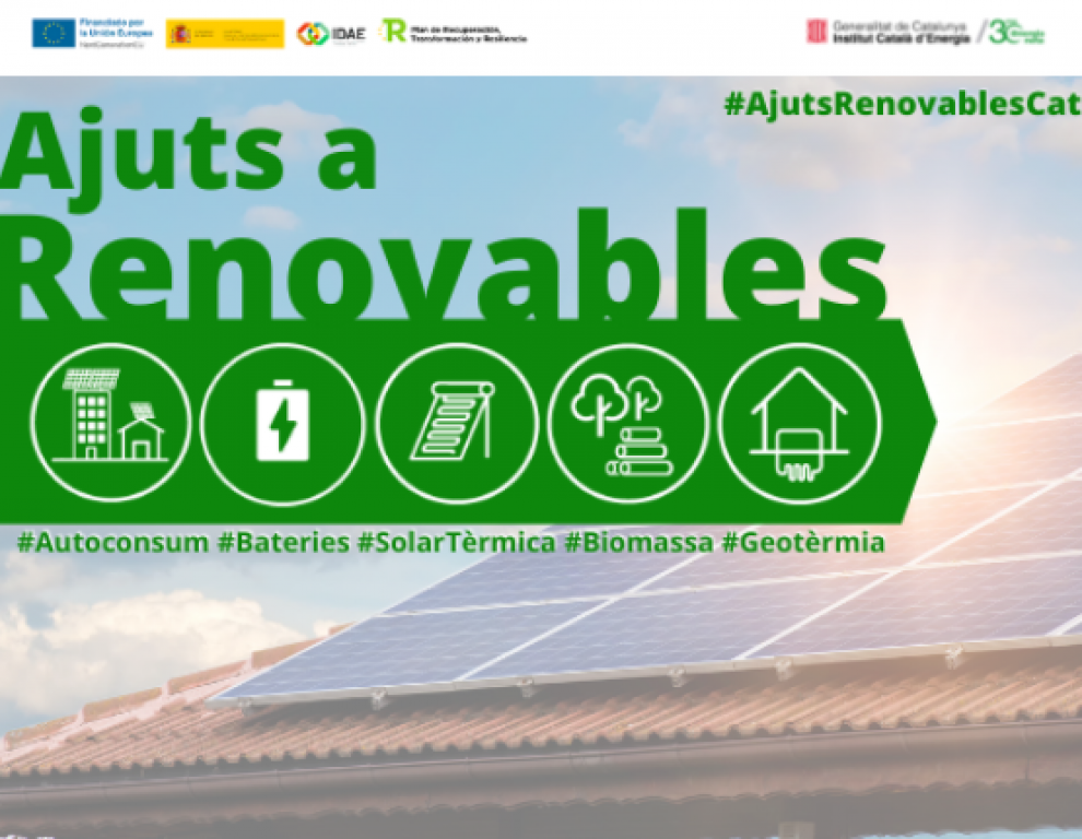 L’Institut Català d’Energia obre la convocatòria de subvencions per a autoconsum elèctric, emmagatzematge i sistemes tèrmics renovables en el sector residencial, serveis i industrial