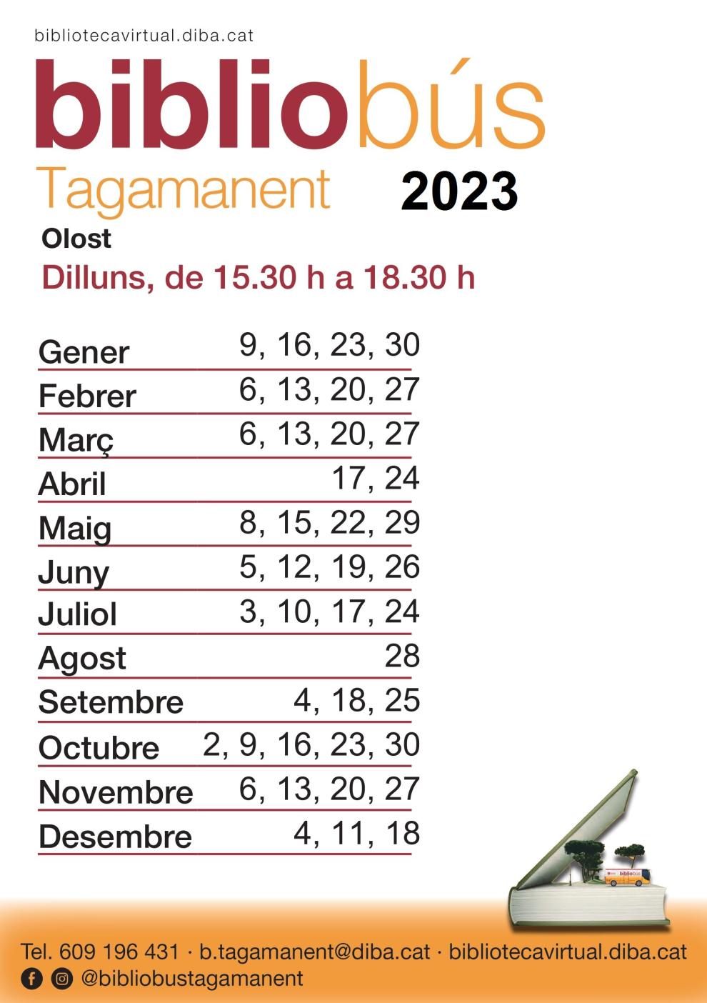 Activitats mensuals del Bibliobús Tagamanent a Olost