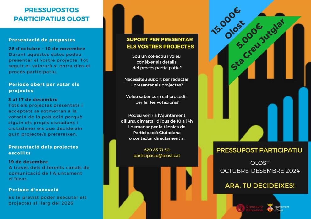 L'Ajuntament d'Olost obre un nou procés de Pressupostos Participatius