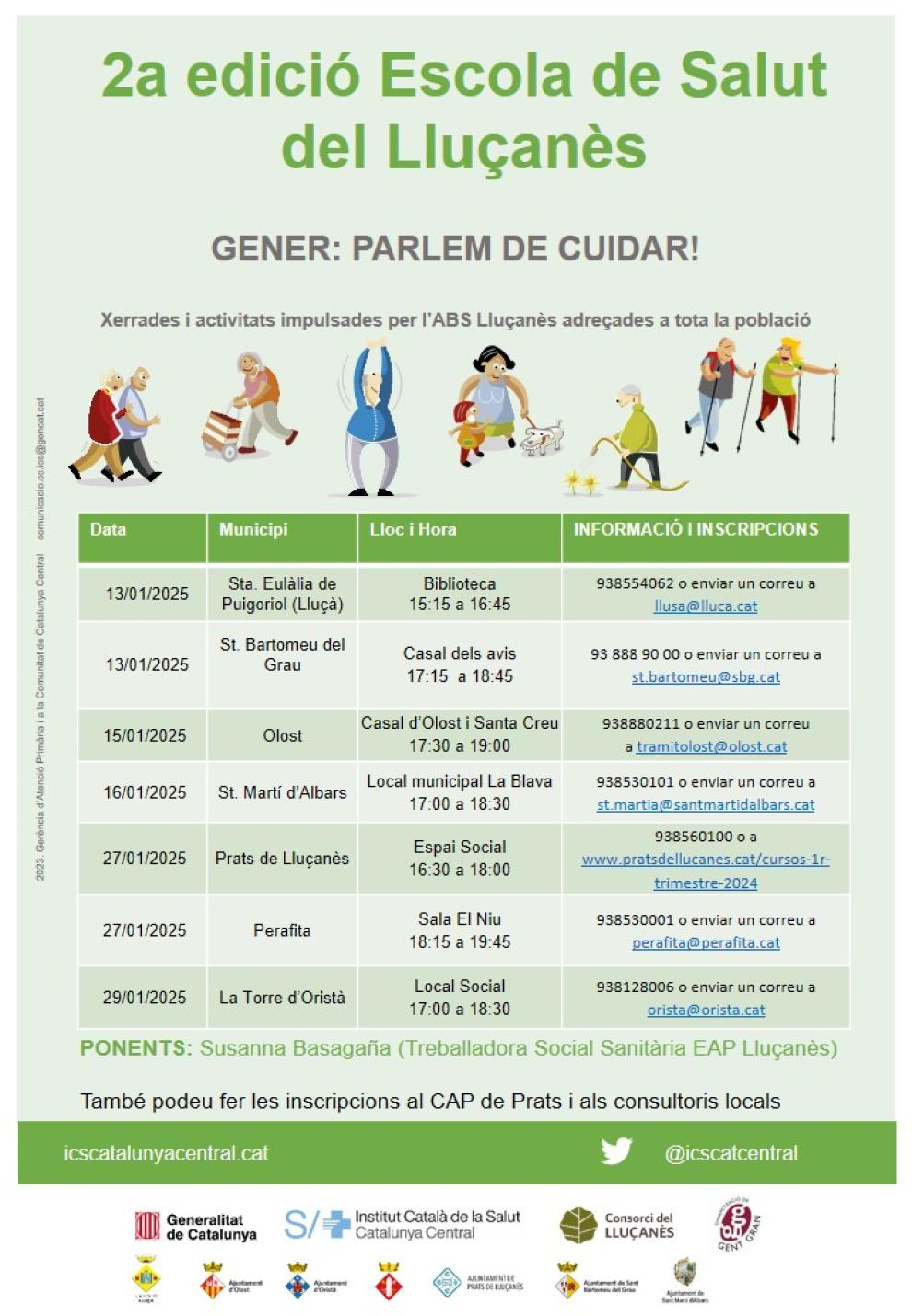 L'Escola de Salut del Lluçanès torna a proposar xerrades mensuals a diferents municipis del Lluçanès